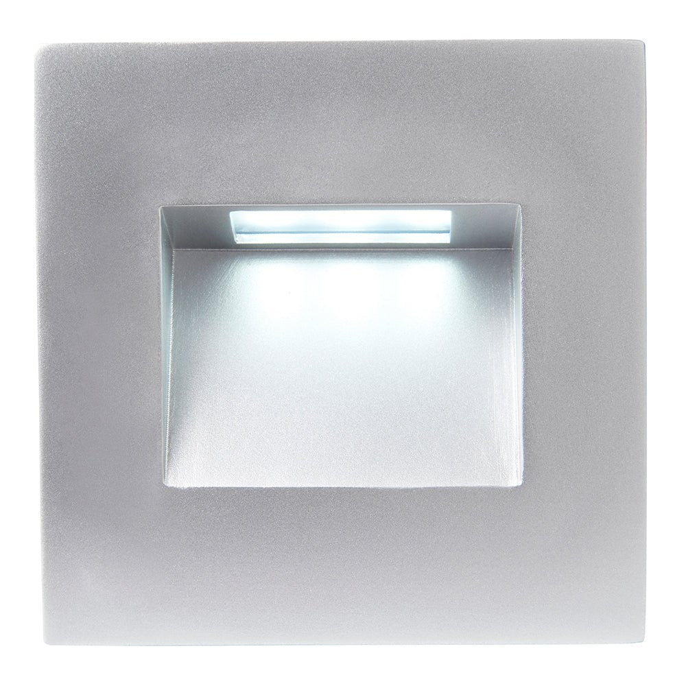Recessed Indirect Square Wall Step Brick Stair Light for Indoor / Outdoor | LED CCT 1.5W | IP65 | 3000K, 4000K & 6500K | Silver - LightHub Direct