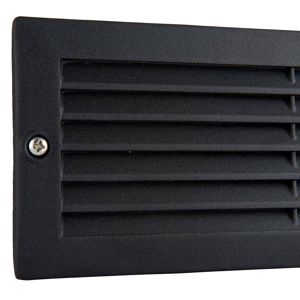 CCT 8W Outdoor Recessed Wall Die - Cast & Glass Louvre Grill Brick Light | LED E27 | 3000K, 4000K & 6000K White | IP44 | Black - LightHub Direct