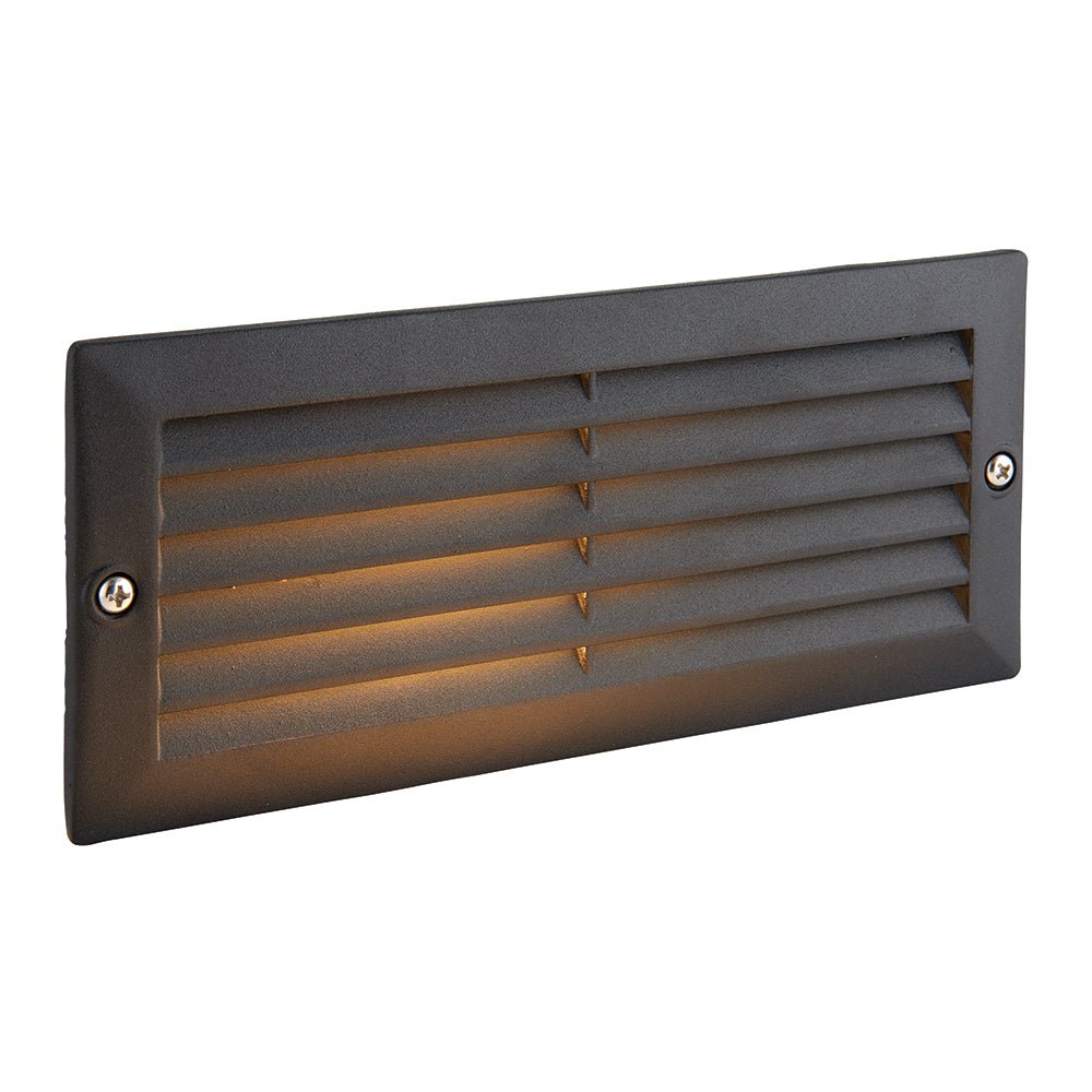 CCT 8W Outdoor Recessed Wall Die - Cast & Glass Louvre Grill Brick Light | LED E27 | 3000K, 4000K & 6000K White | IP44 | Black - LightHub Direct
