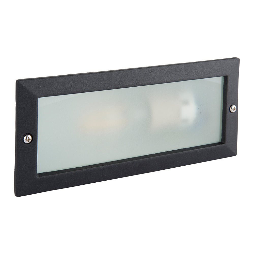 CCT 8W Outdoor Recessed Wall Die - Cast & Glass Brick Light | LED E27 | 3000K, 4000K & 6000K White | IP44 | Black - LightHub Direct