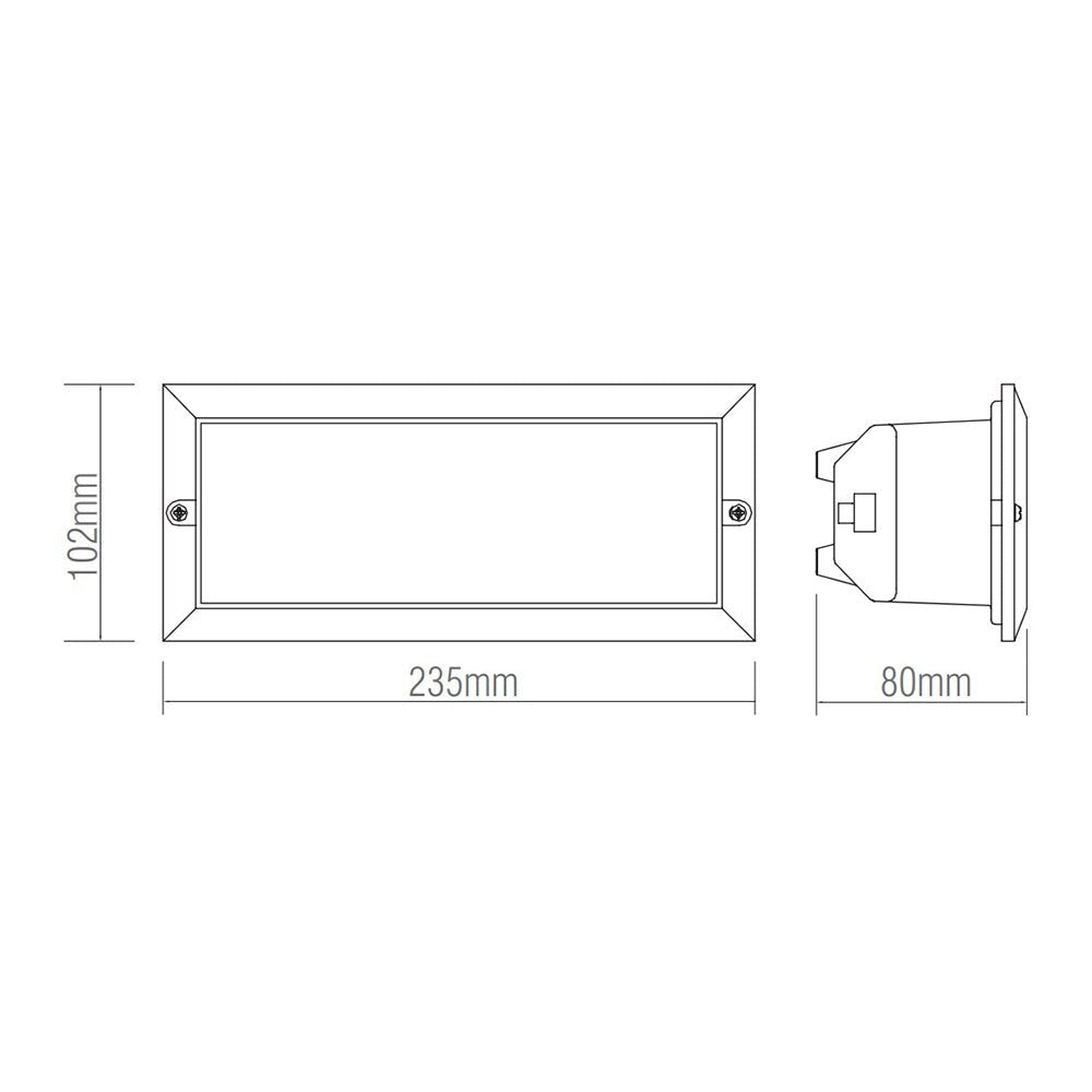 CCT 8W Outdoor Recessed Wall Die - Cast & Glass Brick Light | LED E27 | 3000K, 4000K & 6000K White | IP44 | Black - LightHub Direct