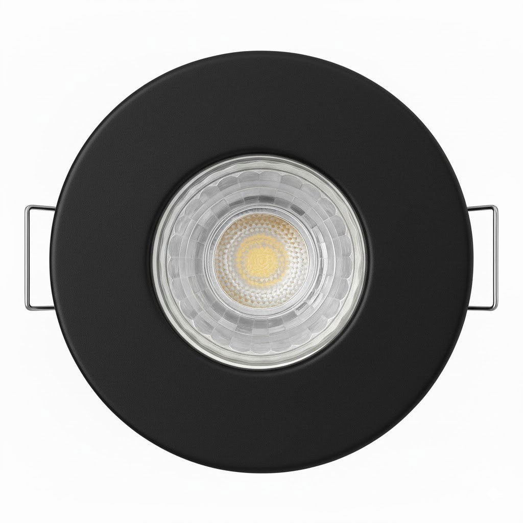 Black Fixed Fire Rated GU10 Open Back Downlight | Pressed Steel | IP20 | 30-90 Min Rated