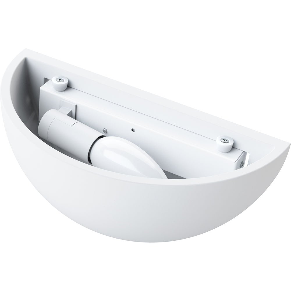 CARTER LED Half Moon Paintable Plaster Wall Uplighter Light | E14 SES | Up Down Light Effect | 2700K Warm White Dimmable - LightHub Direct