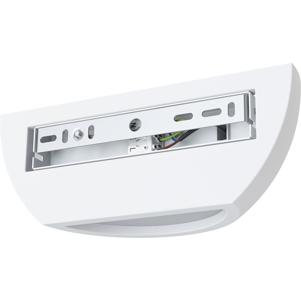 CARTER LED Half Moon Paintable Plaster Wall Uplighter Light | E14 SES | Up Down Light Effect | 2700K Warm White Dimmable - LightHub Direct