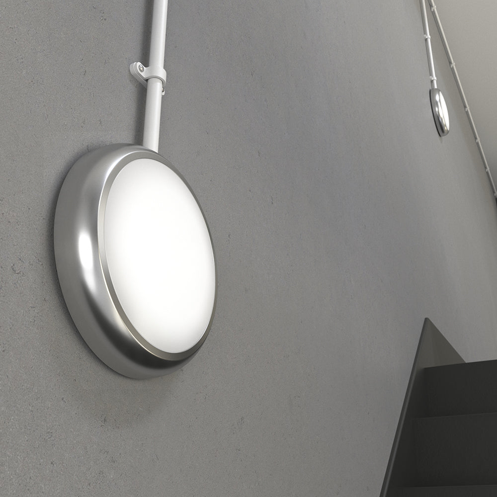 EUSTON CE3X5 | Round Bulkhead Light Fitting | LED Multi Wattage 8-16W | CCT 5-Colour | IP65 | Microwave Sensor | Chrome