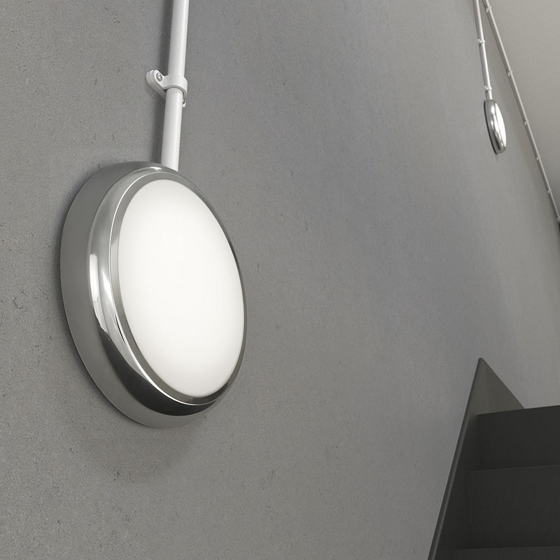 EUSTON CE3X5 | Round Bulkhead Light Fitting | LED Multi Wattage 8-16W | CCT 5-Colour | IP65 | 3hr Emergency | Chrome