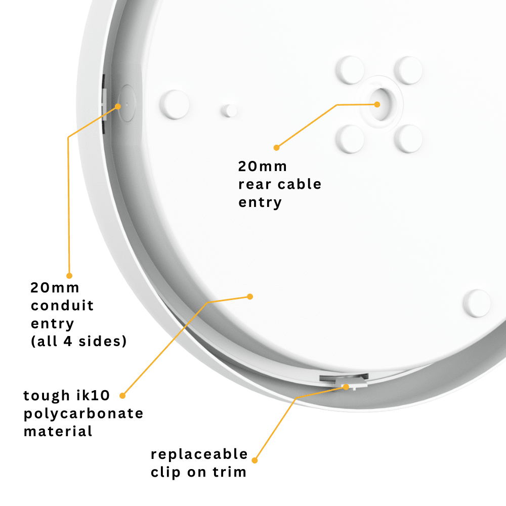 CE3X5 EDGE XL Large 400mm Straight Edge Bulkhead Light | LED Multi Wattage 2800lm | Tri - Colour CCT | White | IP65 | Corridor Sensor - LightHub Direct