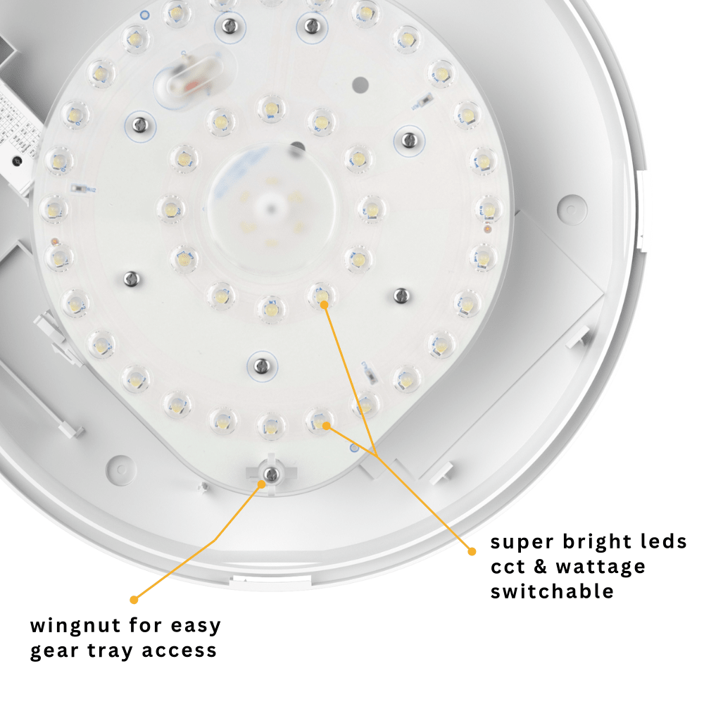 CE3X5 EDGE XL Large 400mm Straight Edge Bulkhead Light | LED Multi Wattage 2800lm | Tri - Colour CCT | White | IP65 | Corridor Sensor - LightHub Direct