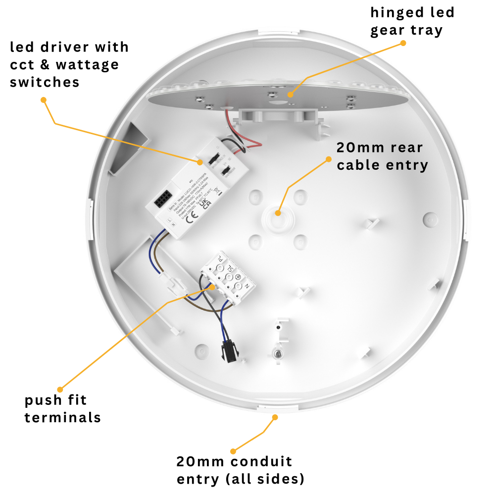 CE3X5 EDGE XL Large 400mm Straight Edge Bulkhead Light | LED Multi Wattage & 5CCT | 2800lm | IP65 | White