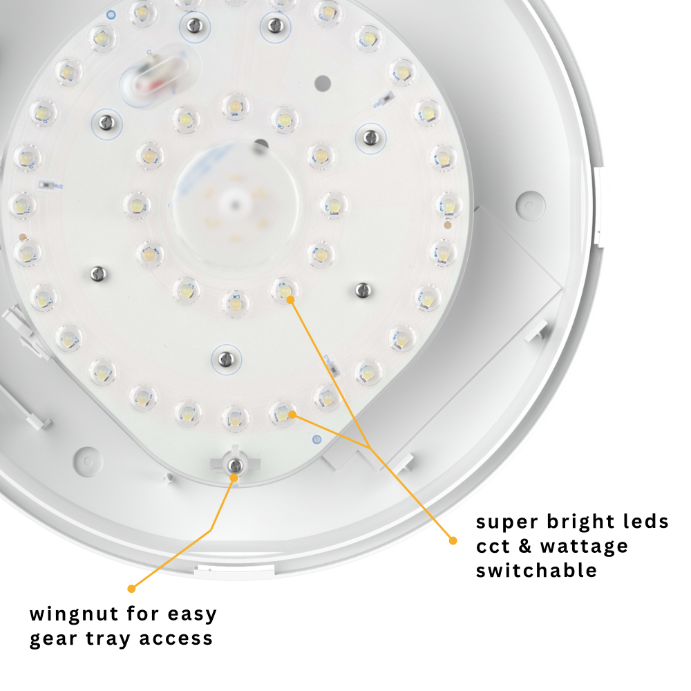 CE3X5 EDGE XL Large 400mm Straight Edge Bulkhead Light | LED Multi Wattage & 5CCT | 2800lm | IP65 | White