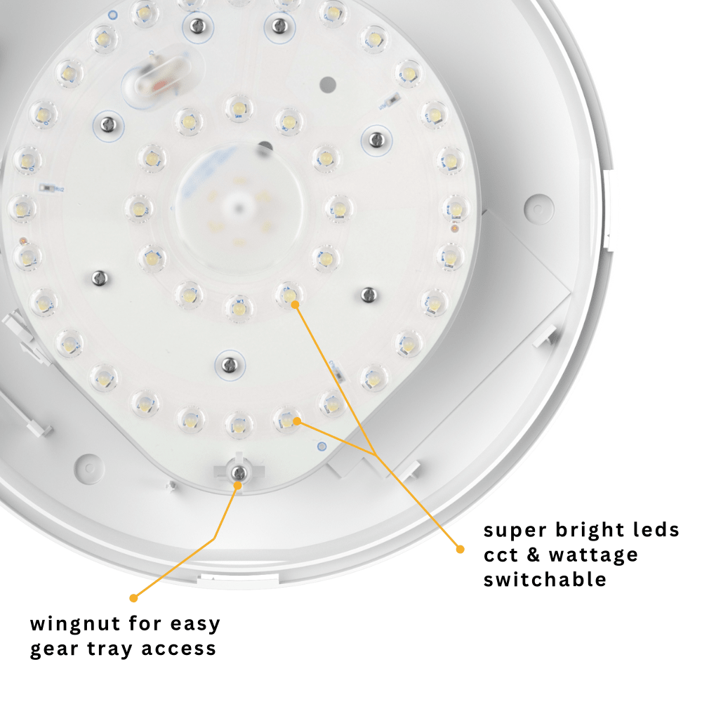 CE3X5 EDGE XL Large 400mm Straight Edge Bulkhead Light | LED Multi Wattage & 5CCT | 2800lm | IP65 | White - LightHub Direct