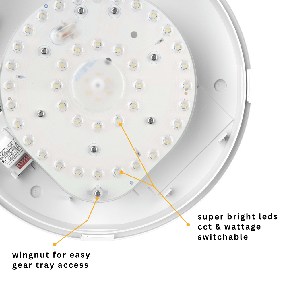 CE3X5 EDGE XL Large 400mm Straight Edge Bulkhead Light | LED Multi Wattage 2800lm | Tri - Colour CCT | White | IP65 | Microwave Sensor - LightHub Direct