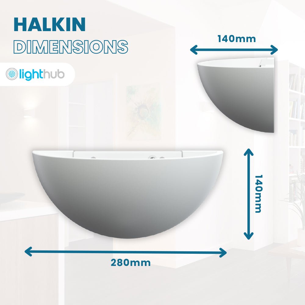 POPLAR Half Moon Paintable Plaster Uplighter Fitting | E27 (ES) | Up Light Effect - LightHub Direct