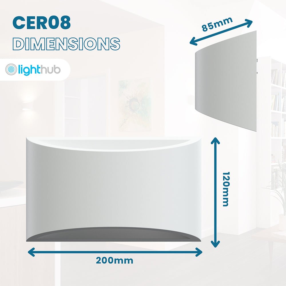 ALPHA G9 Curved Plaster Uplighter Wall Fitting | Up Down Light Effect - LightHub Direct