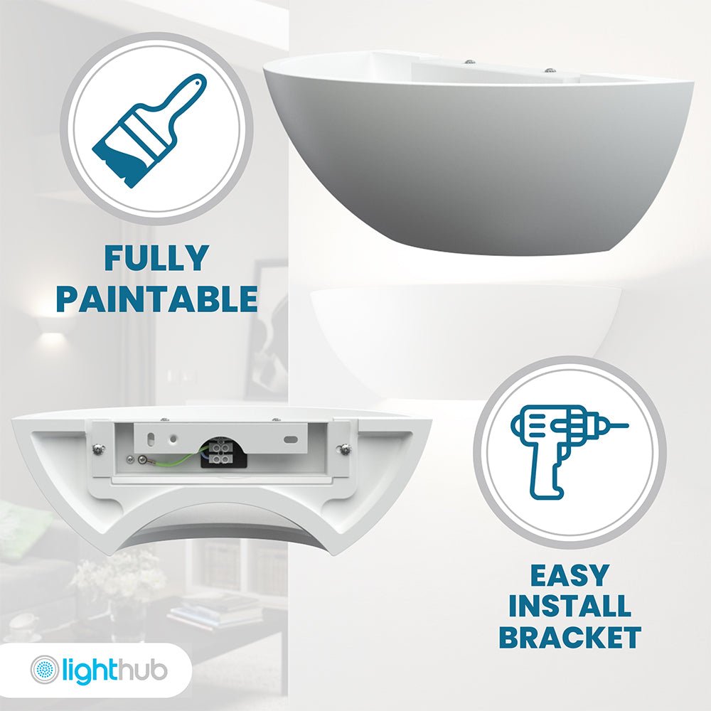 HALKIN Half Moon Plaster Uplighter Fitting | E14 (SES) | Up Down Light Effect - LightHub Direct