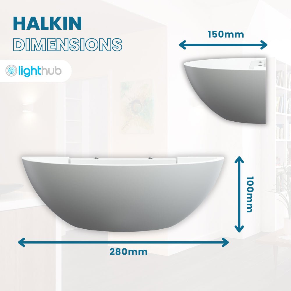 HALKIN Half Moon Plaster Uplighter Fitting | E14 (SES) | Up Down Light Effect - LightHub Direct