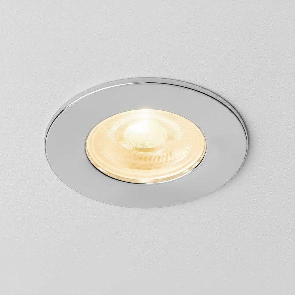 Fire Rated Dimmable Downlight Fitting | LED 5W 480lm | 3000K Warm White | IP65 | Polished Chrome - LightHub Direct