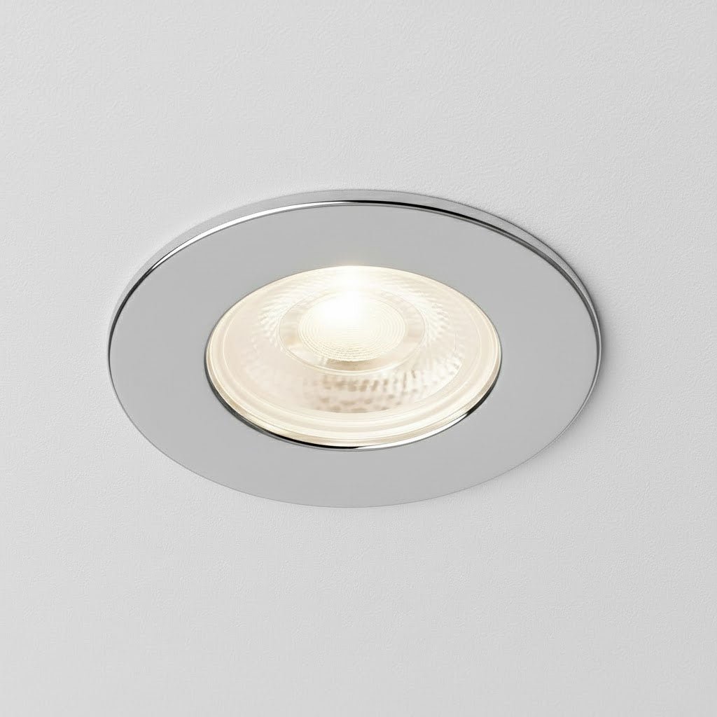 Fire Rated Dimmable Downlight Fitting | LED 5W 480lm | 4000K Neutral White | IP65 | Polished Chrome - LightHub Direct
