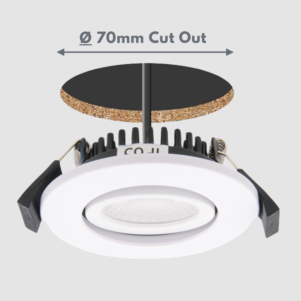 COMO | LED Slim Tilt Adjustable Fire Rated Downlight | Dimmable 5W 500lm | IP65 | 4000K Neutral White | Matt White