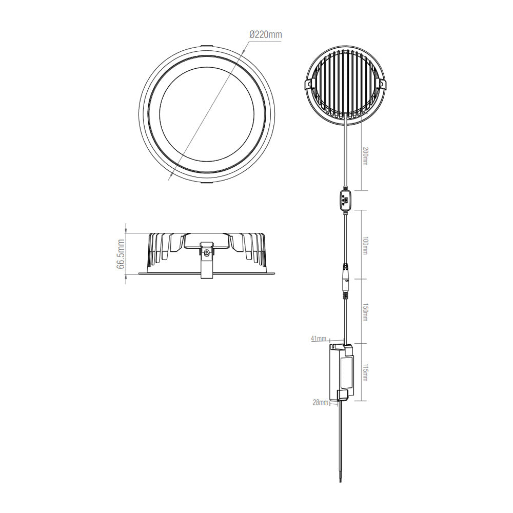 Paragon | LED Recessed Round Commercial Downlight Fitting | 23-29W 4060lm | CCT Tri-Colour | IP20 | Self Test Emergency