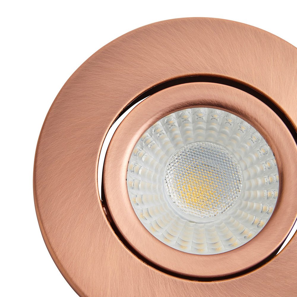 COMO | LED Slim Tilt Adjustable Fire Rated Downlight | Dimmable 5W 500lm | IP65 | 4000K Neutral White | Antique Copper - LightHub Direct