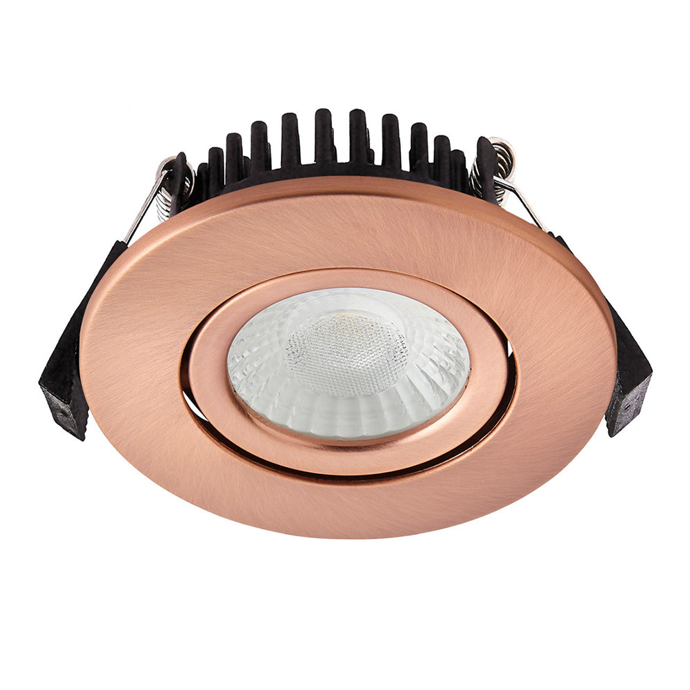 COMO | LED Slim Tilt Adjustable Fire Rated Downlight | Dimmable 5W 500lm | IP65 | 4000K Neutral White | Antique Copper