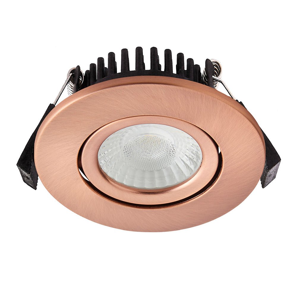 COMO | LED Slim Tilt Adjustable Fire Rated Downlight | Dimmable 5W 500lm | IP65 | 4000K Neutral White | Antique Copper - LightHub Direct