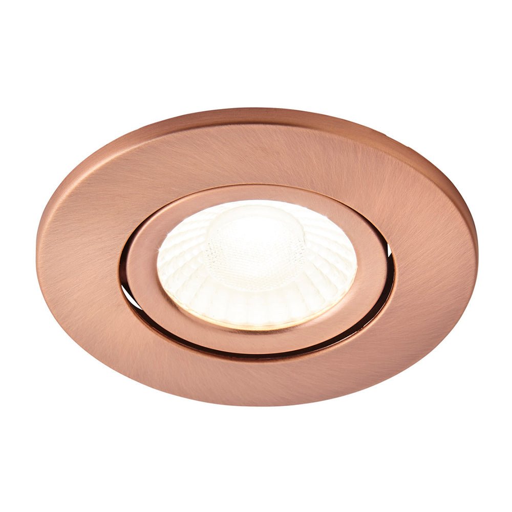 COMO | LED Slim Tilt Adjustable Fire Rated Downlight | Dimmable 5W 500lm | IP65 | 4000K Neutral White | Antique Copper - LightHub Direct