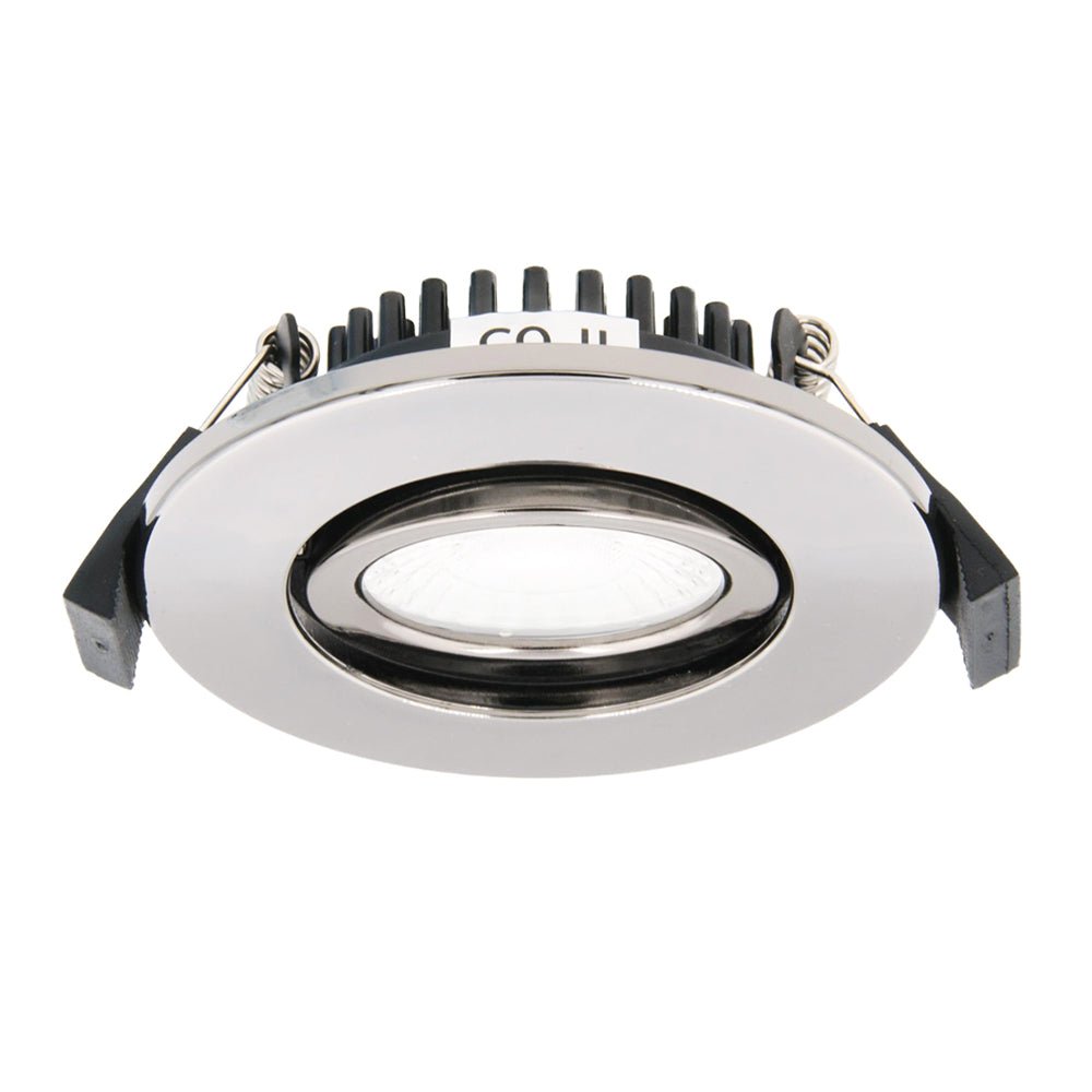 COMO | LED Slim Tilt Adjustable Fire Rated Downlight | Dimmable 5W 500lm | IP65 | 4000K Neutral White | Chrome - LightHub Direct