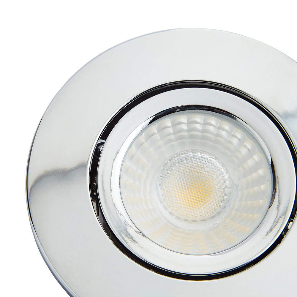 COMO | LED Slim Tilt Adjustable Fire Rated Downlight | Dimmable 5W 500lm | IP65 | 4000K Neutral White | Chrome - LightHub Direct