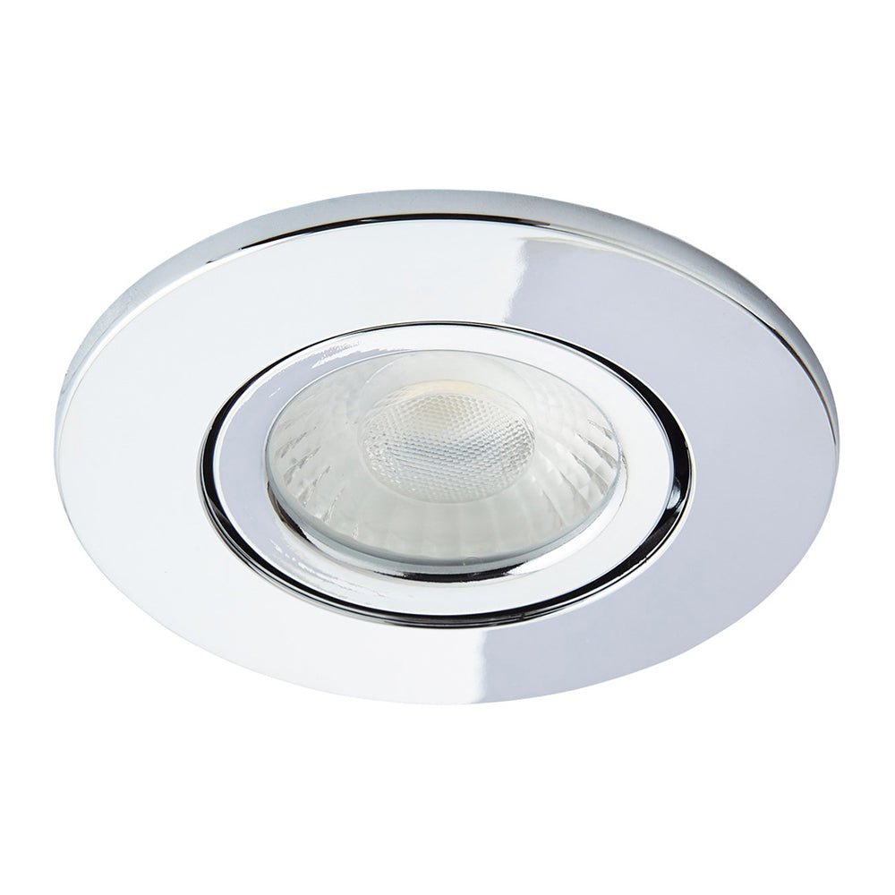 COMO | LED Slim Tilt Adjustable Fire Rated Downlight | Dimmable 5W 500lm | IP65 | 4000K Neutral White | Chrome - LightHub Direct