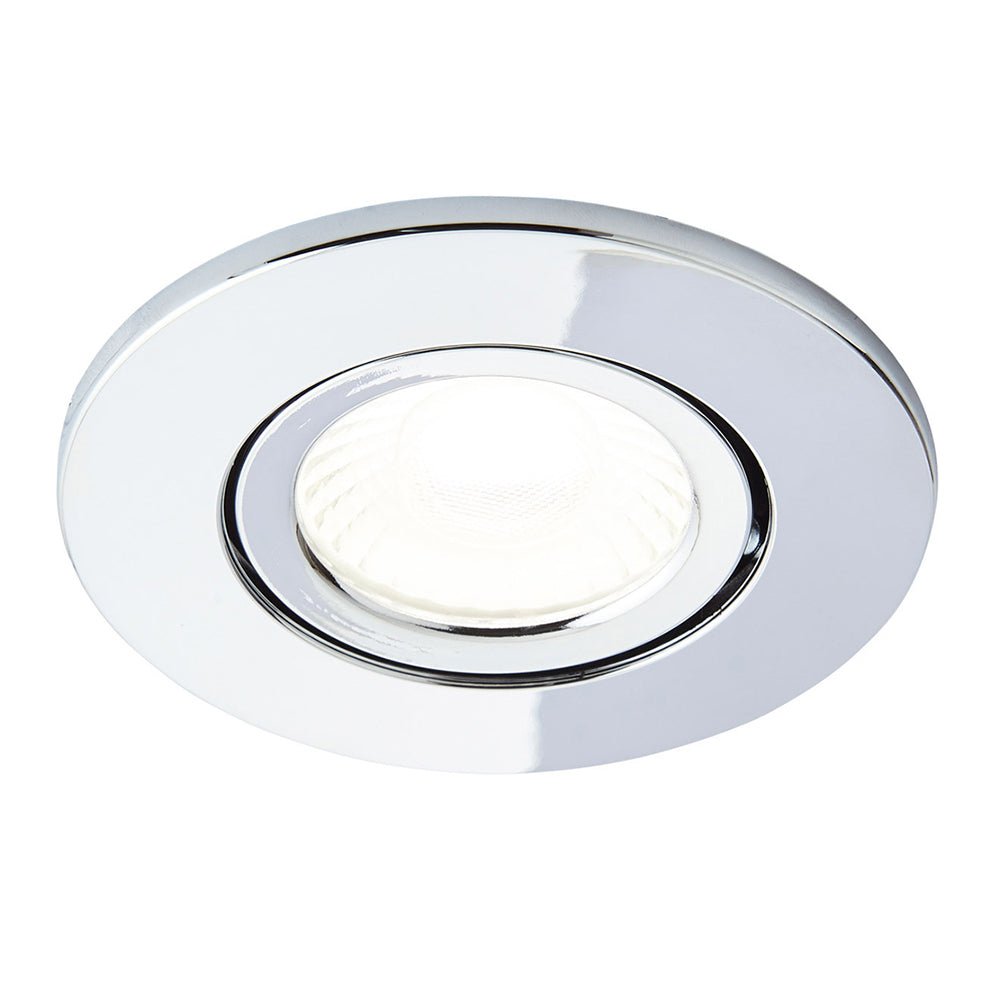 COMO | LED Slim Tilt Adjustable Fire Rated Downlight | Dimmable 5W 500lm | IP65 | 4000K Neutral White | Chrome - LightHub Direct