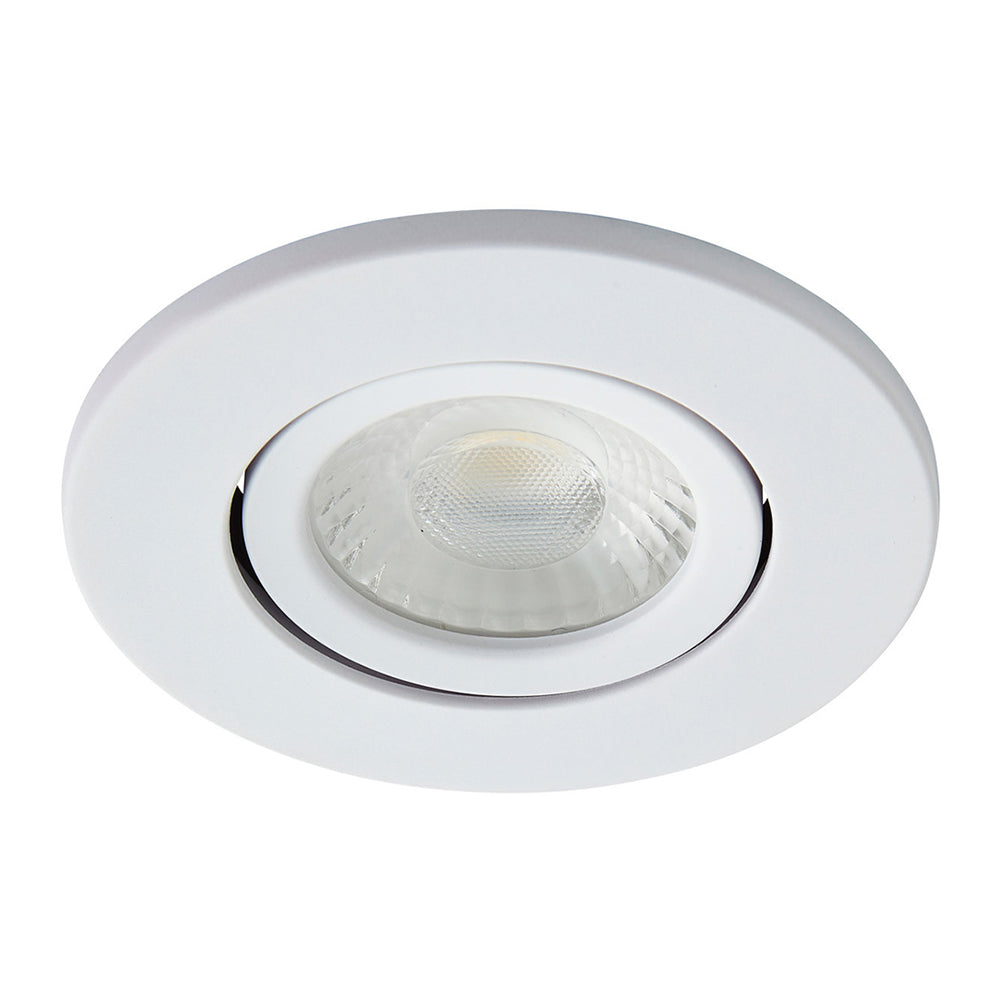 COMO | LED Slim Tilt Adjustable Fire Rated Downlight | Dimmable 5W 500lm | IP65 | 4000K Neutral White | Matt White