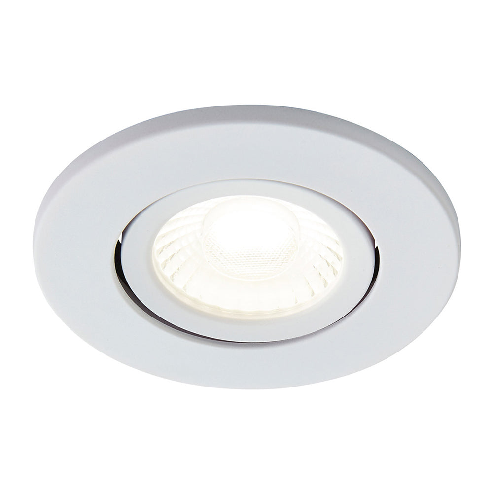 COMO | LED Slim Tilt Adjustable Fire Rated Downlight | Dimmable 5W 500lm | IP65 | 4000K Neutral White | Matt White