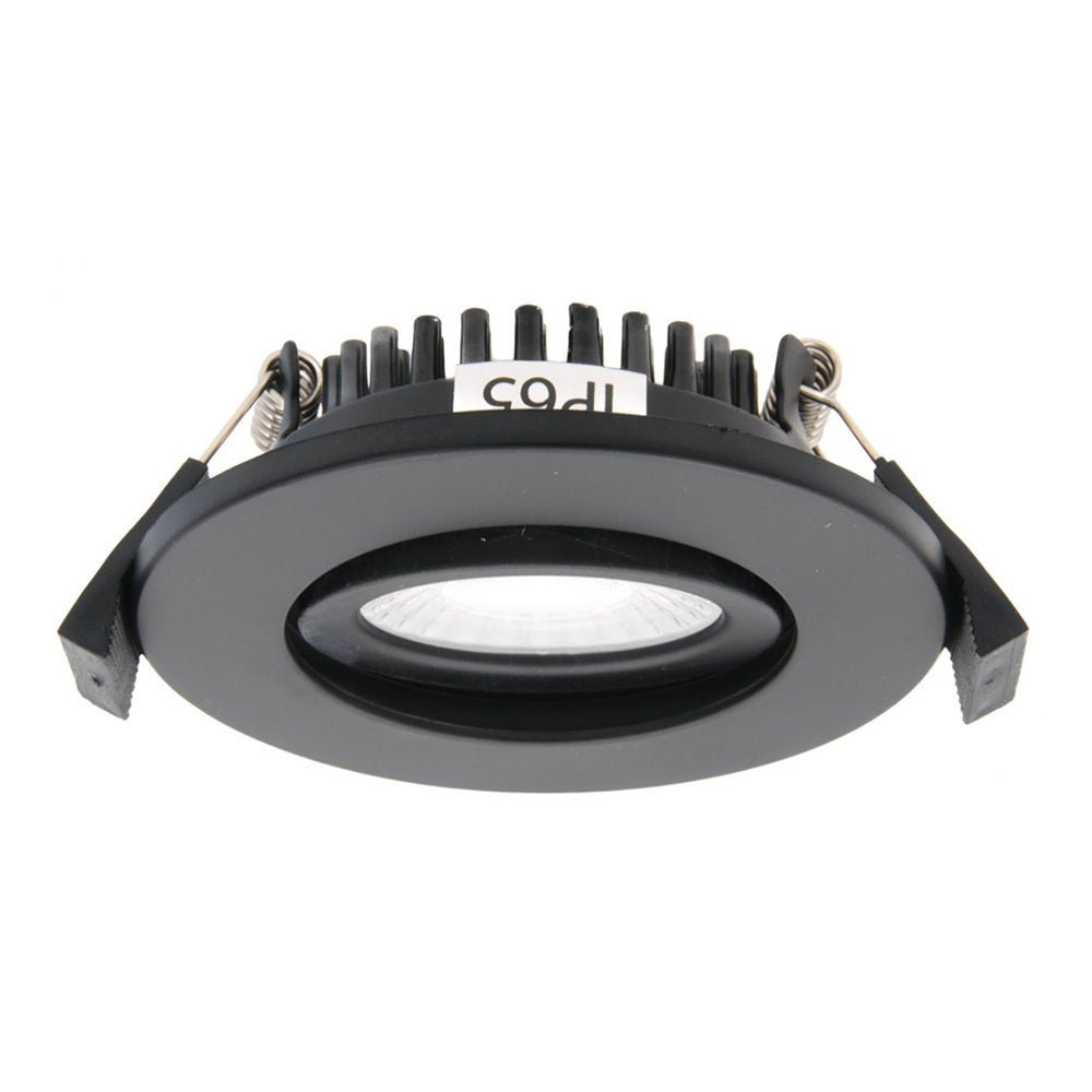 COMO | LED Slim Tilt Adjustable Fire Rated Downlight | Dimmable 5W 500lm | IP65 | 4000K Neutral White | Matt Black - LightHub Direct