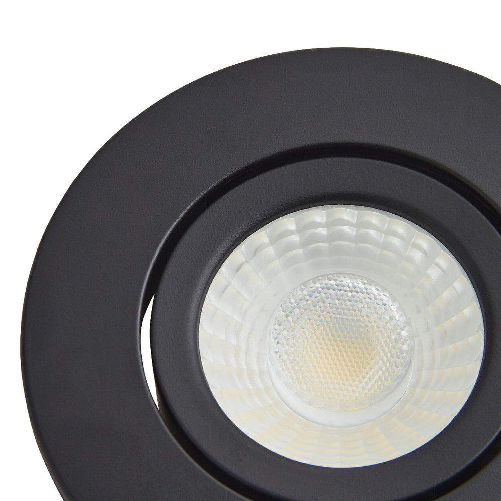 COMO | LED Slim Tilt Adjustable Fire Rated Downlight | Dimmable 5W 500lm | IP65 | 4000K Neutral White | Matt Black