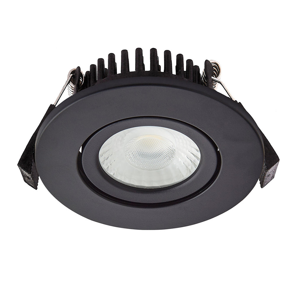 COMO | LED Slim Tilt Adjustable Fire Rated Downlight | Dimmable 5W 500lm | IP65 | 4000K Neutral White | Matt Black