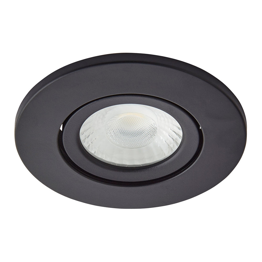 COMO | LED Slim Tilt Adjustable Fire Rated Downlight | Dimmable 5W 500lm | IP65 | 4000K Neutral White | Matt Black