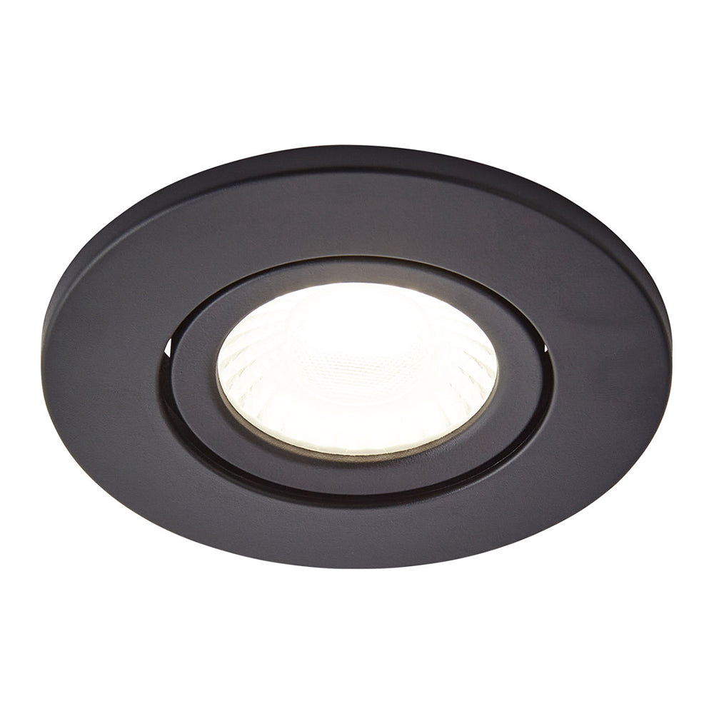 COMO | LED Slim Tilt Adjustable Fire Rated Downlight | Dimmable 5W 500lm | IP65 | 4000K Neutral White | Matt Black
