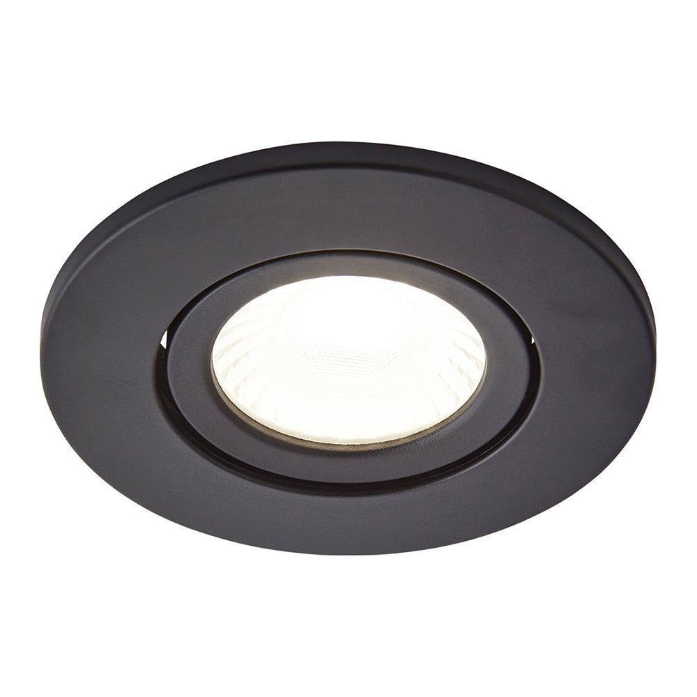 COMO | LED Slim Tilt Adjustable Fire Rated Downlight | Dimmable 5W 500lm | IP65 | 4000K Neutral White | Matt Black - LightHub Direct