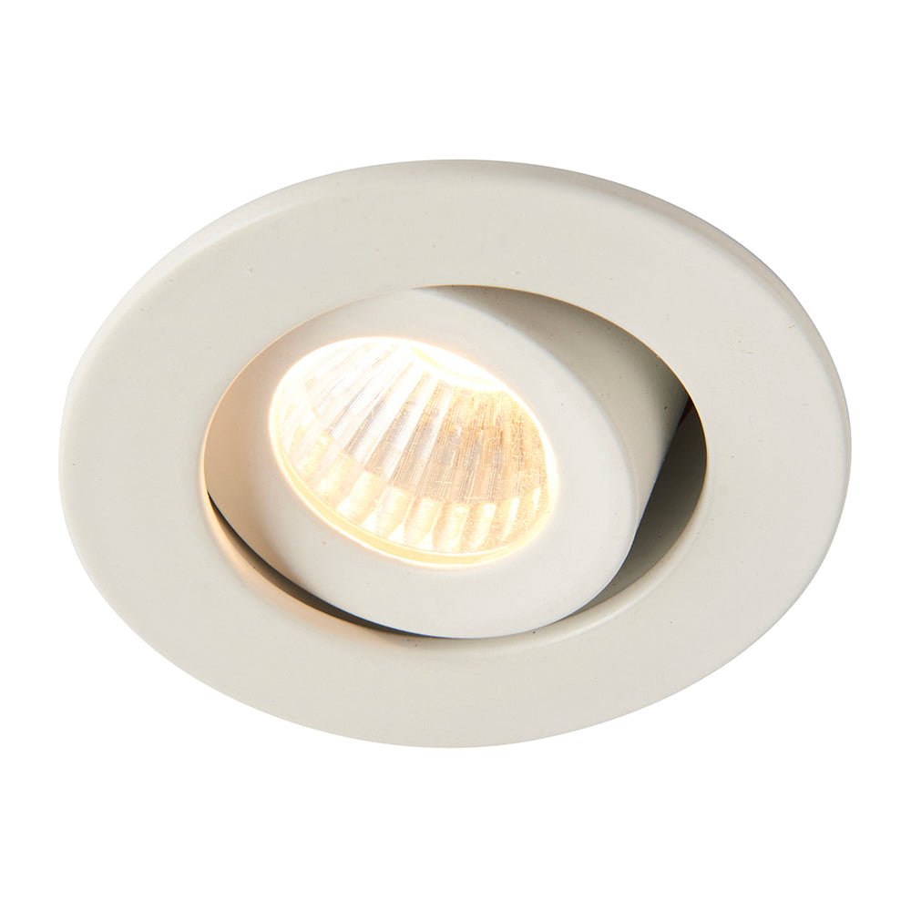 LALO | LED Tilt Mini Downlight Aluminium | 4W 240lm | IP44 | 3000K Warm White | White - LightHub Direct