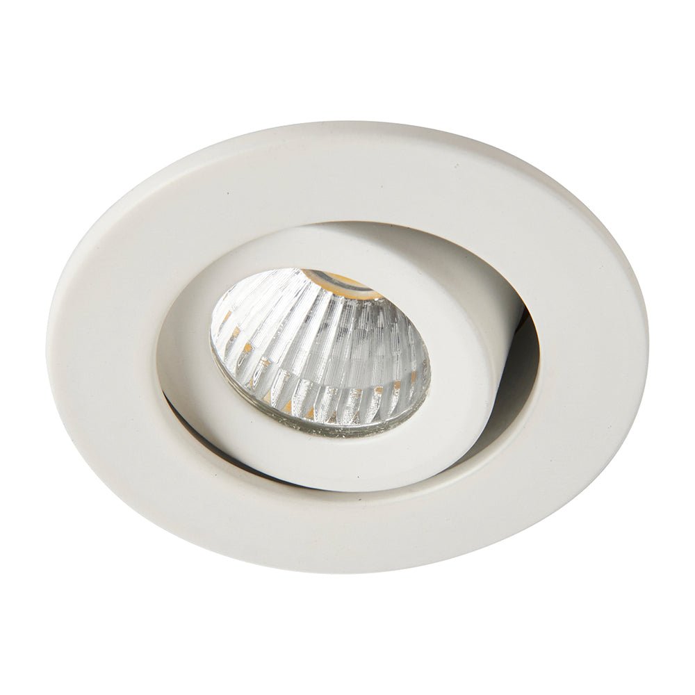 LALO | LED Tilt Mini Downlight Aluminium | 4W 240lm | IP44 | 3000K Warm White | White - LightHub Direct