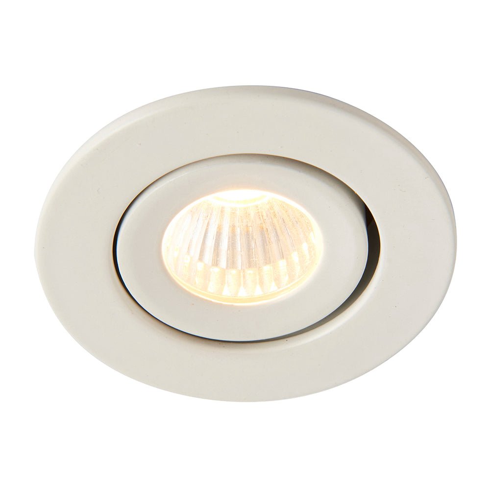 LALO | LED Tilt Mini Downlight Aluminium | 4W 240lm | IP44 | 3000K Warm White | White - LightHub Direct