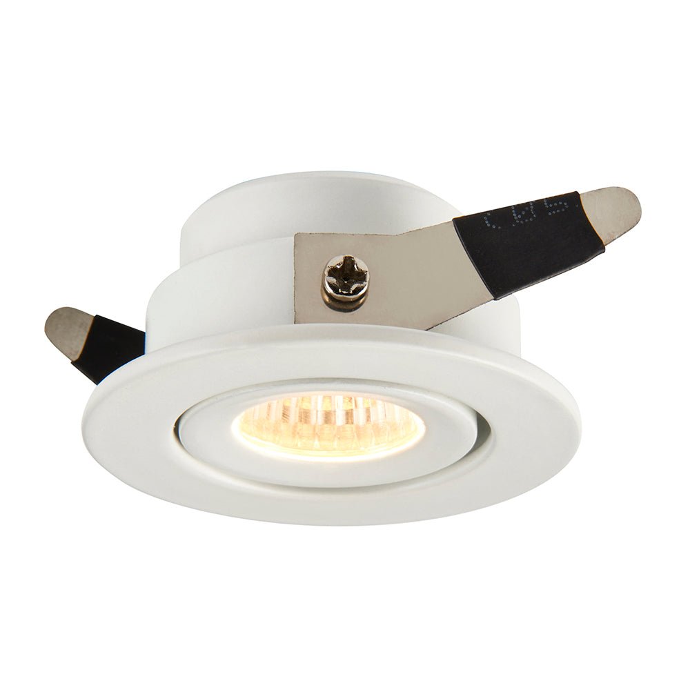 LALO | LED Tilt Mini Downlight Aluminium | 4W 240lm | IP44 | 3000K Warm White | White - LightHub Direct