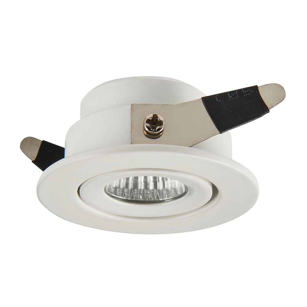 LALO | LED Tilt Mini Downlight Aluminium | 4W 240lm | IP44 | 3000K Warm White | White - LightHub Direct
