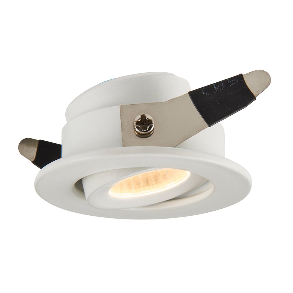 LALO | LED Tilt Mini Downlight Aluminium | 4W 240lm | IP44 | 3000K Warm White | White - LightHub Direct