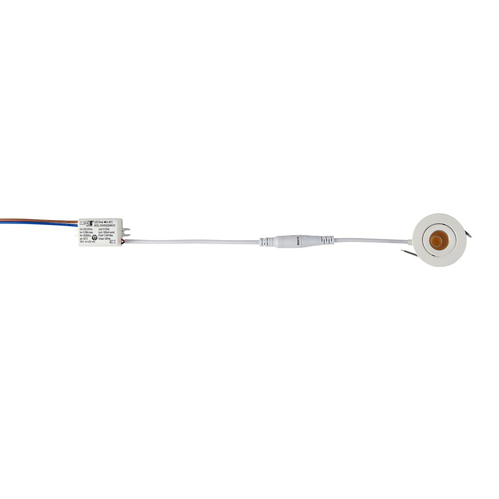 LALO | LED Tilt Mini Downlight Aluminium | 4W 240lm | IP44 | 3000K Warm White | White - LightHub Direct