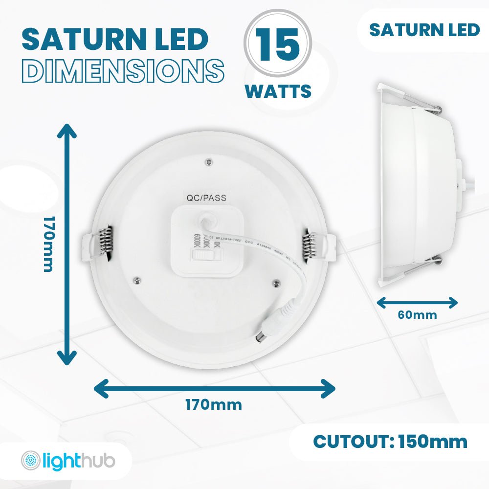 SATURN LED Recessed Round Dimmable Commercial Downlight Fitting | 15W 1600lm | CCT Tri - Colour | IP44 | Standard - LightHub Direct