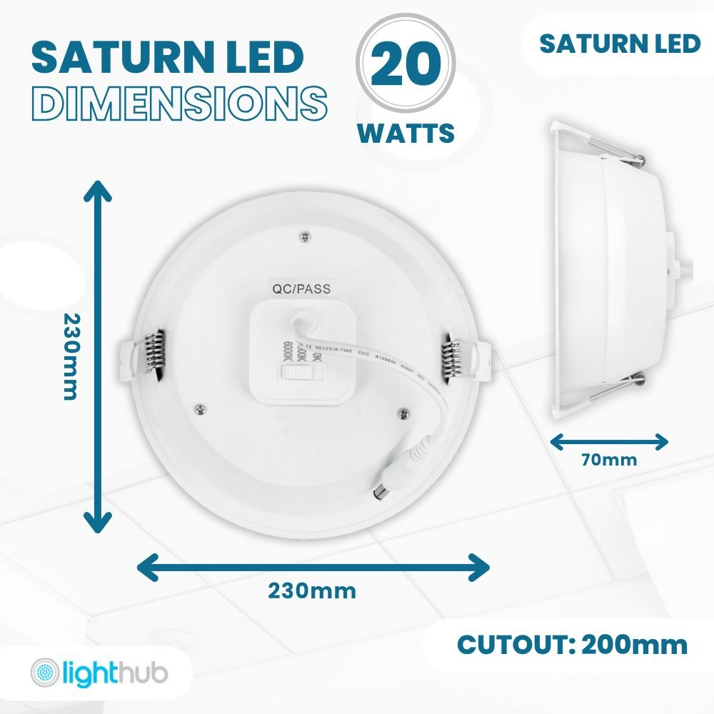 SATURN LED Recessed Round Dimmable Commercial Downlight Fitting | 20W 2130lm | CCT Tri - Colour | IP44 | Standard - LightHub Direct