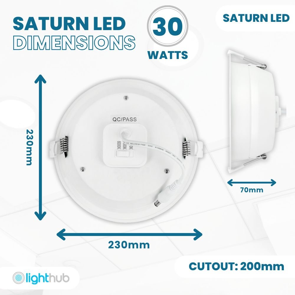 SATURN LED Recessed Round Dimmable Commercial Downlight Fitting | 30W 3200lm | CCT Tri - Colour | IP44 | Standard - LightHub Direct